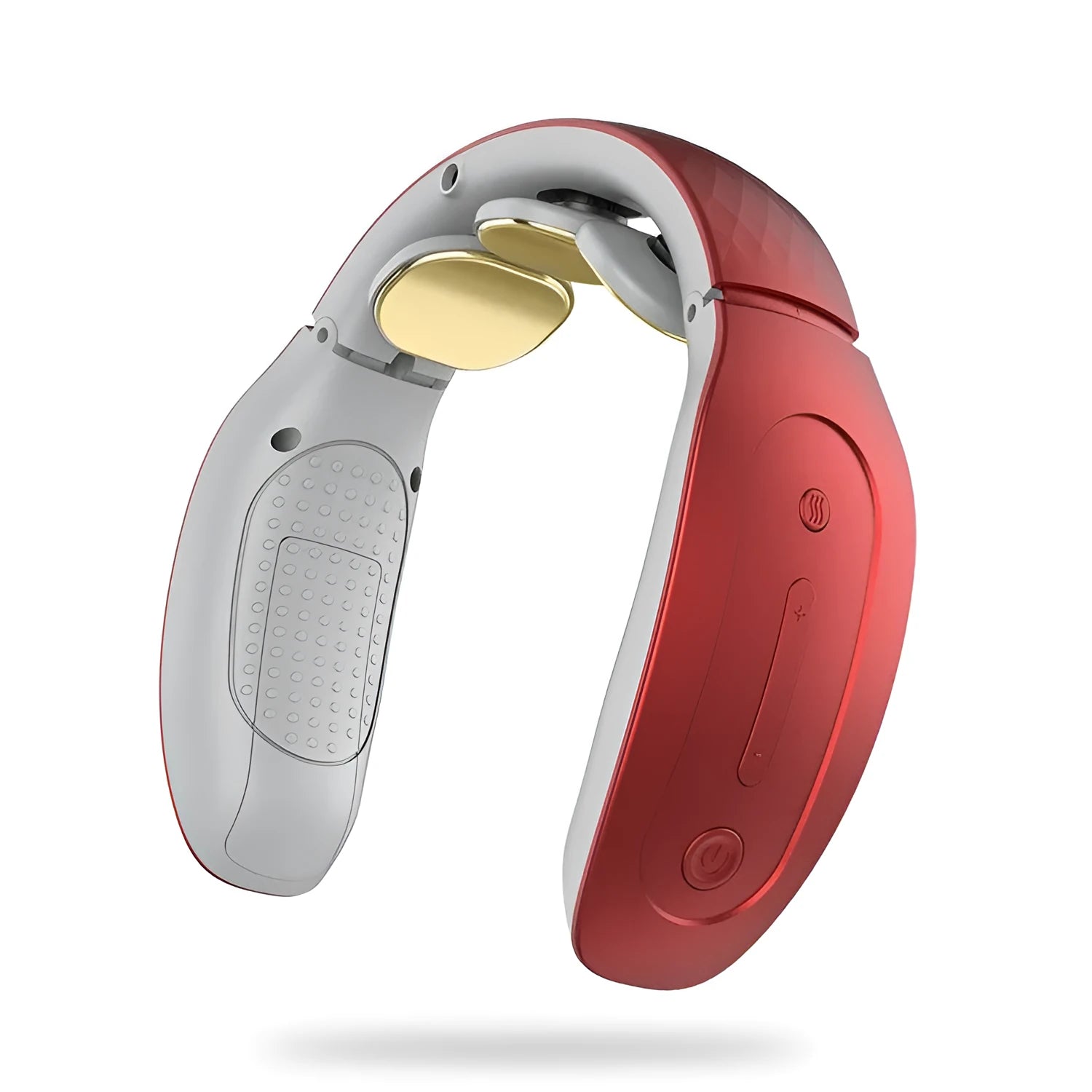 Red and white intelligent cervical massager with three massage contacts for neck, back, and leg pain relief