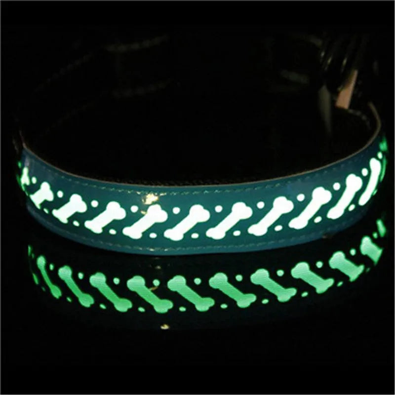 LED light pet collar USB rechargeable adjustable 40-60cm length 2.5cm width for dogs cats