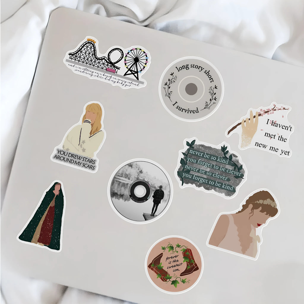 50 sheets of colourful graffiti and cartoon waterproof adhesive stickers for luggage and cases, measuring 4-6cm.