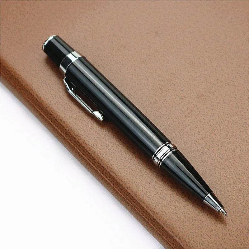Full metal pocket ballpoint pen with black refill and two spare refills