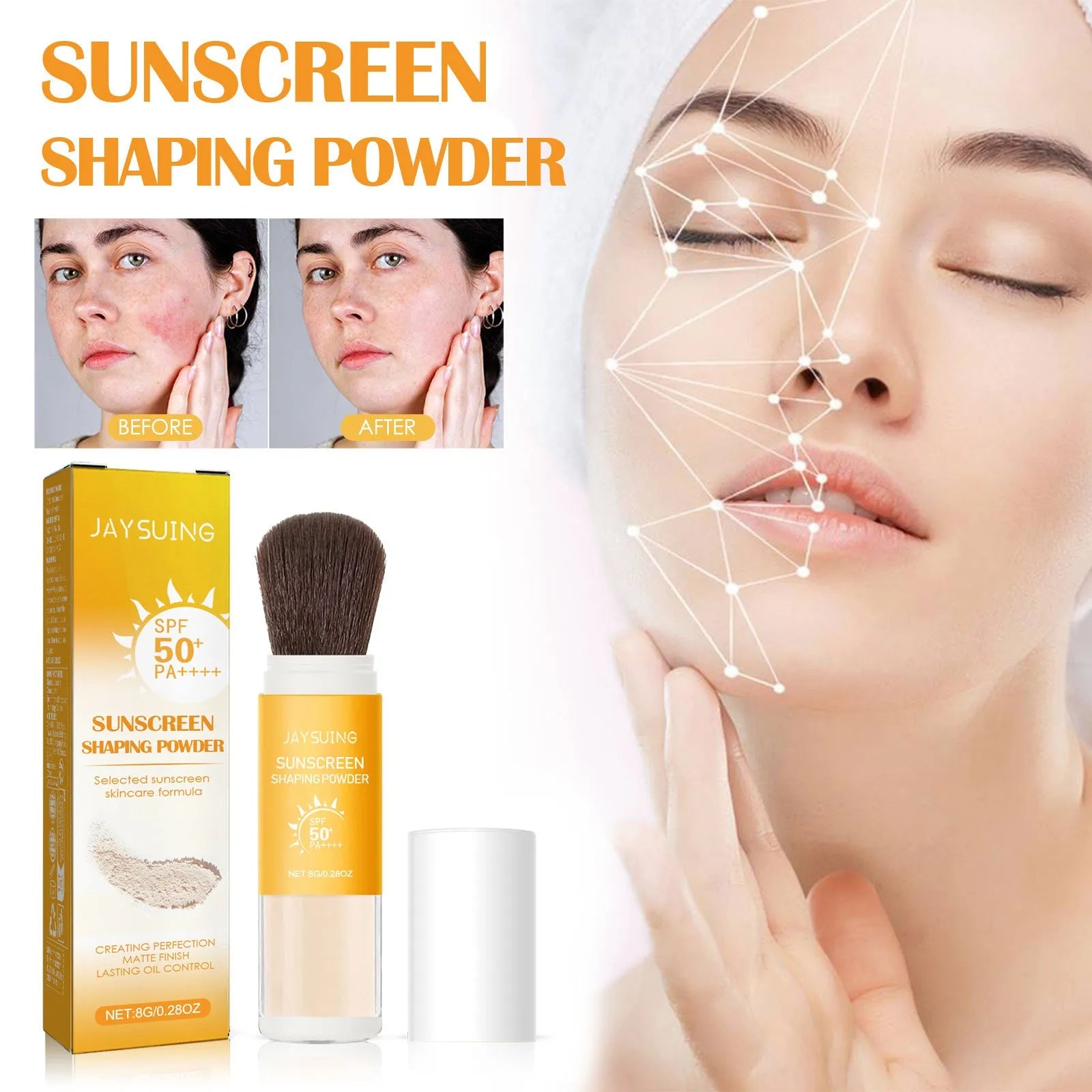 8g translucent setting powder compact for oil control with silica and protective ingredients