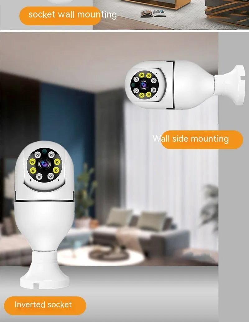 Wireless bulb security camera with 1080p HD resolution and full colour night vision capability