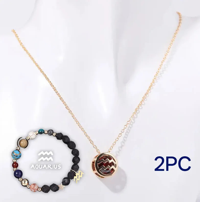 Natural stone beaded necklace and bracelet set on an adjustable nylon cord.
