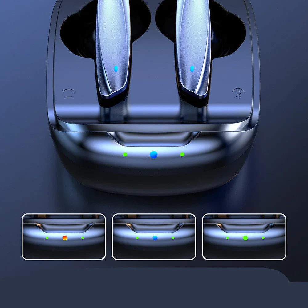Black and white TWS Bluetooth 5.1 wireless earbuds with USB charging case