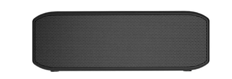 Black waterproof wireless Bluetooth speaker with control buttons and connectivity ports
