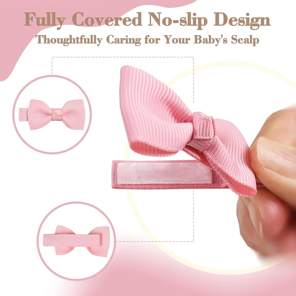 Pastel coloured hair clips, barrettes and bows for babies and toddlers in a set.