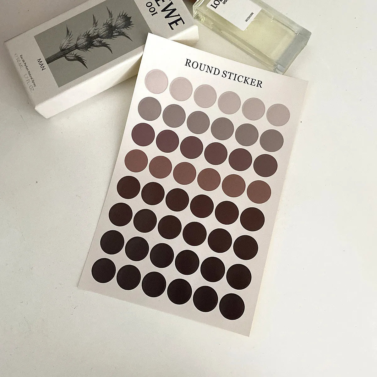 Morandi earth colour polka dot account seal sticker sheet with 48 circular stickers