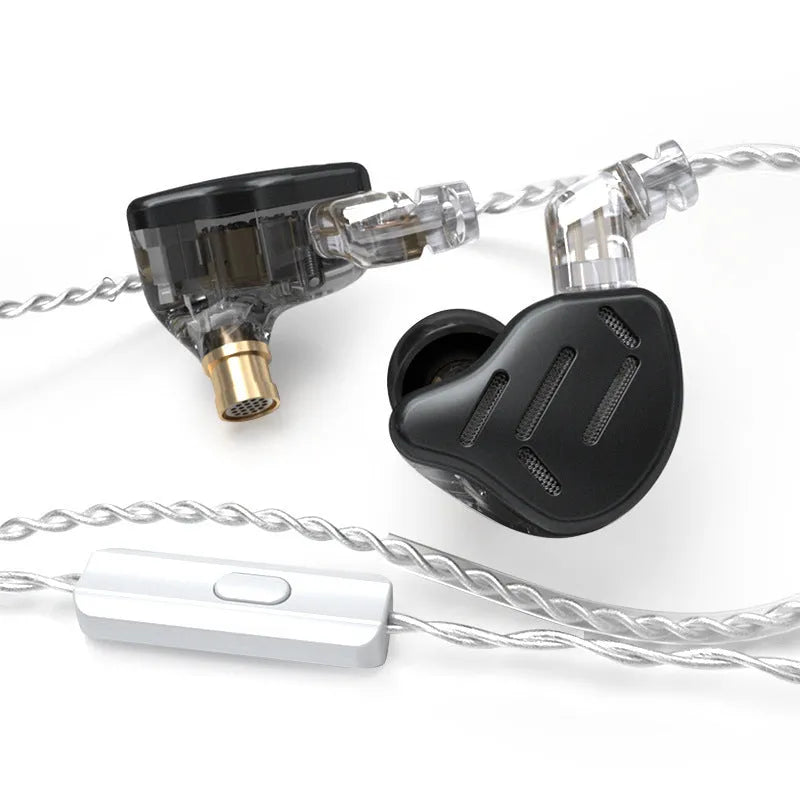 KZ ZAX in-ear headphones in black or silver blue with 3.5mm L-bend plug