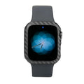 Black carbon fibre leather case for 44mm Apple Watch 4 showing ultra-thin profile