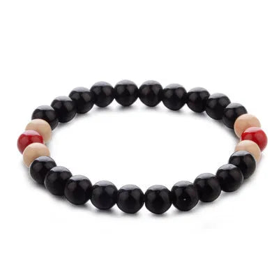 Natural stone beaded bracelet with lava stones for essential oils, ethnic style unisex design