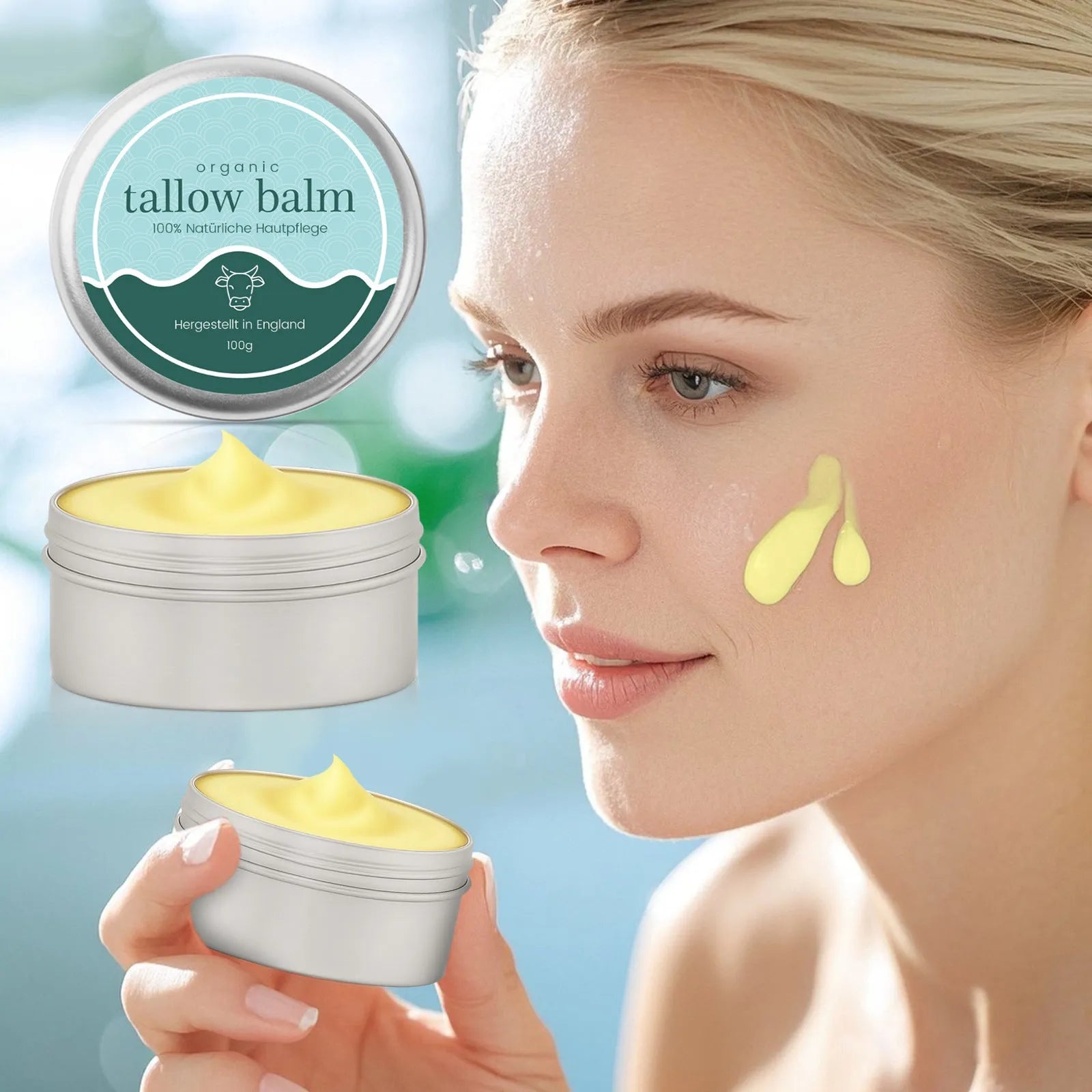 100g jar of cow fat deep hydrating moisturising cream for facial skincare