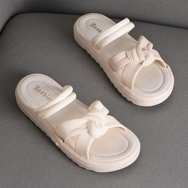 Women's black and white PVC two-way wear sandals with soft thick back and floral elements