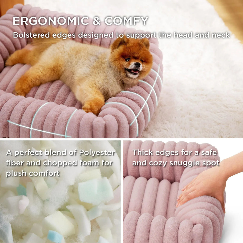 Pet bed cushion for dogs and cats in beige, coffee, gray, pink, or white colours