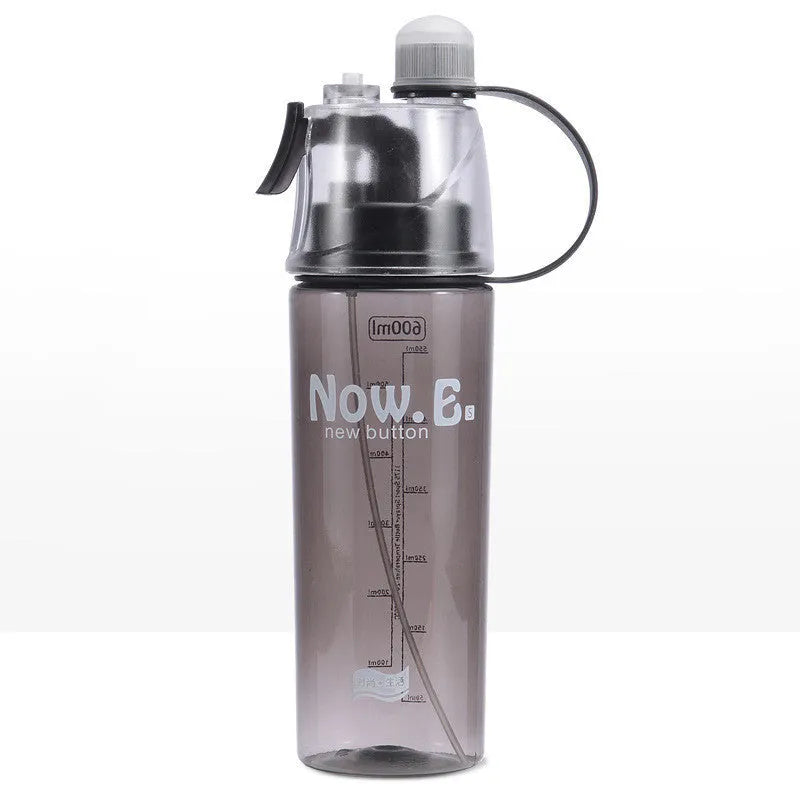 Transparent PC sports water bottle with mist spray function and handle in green colour