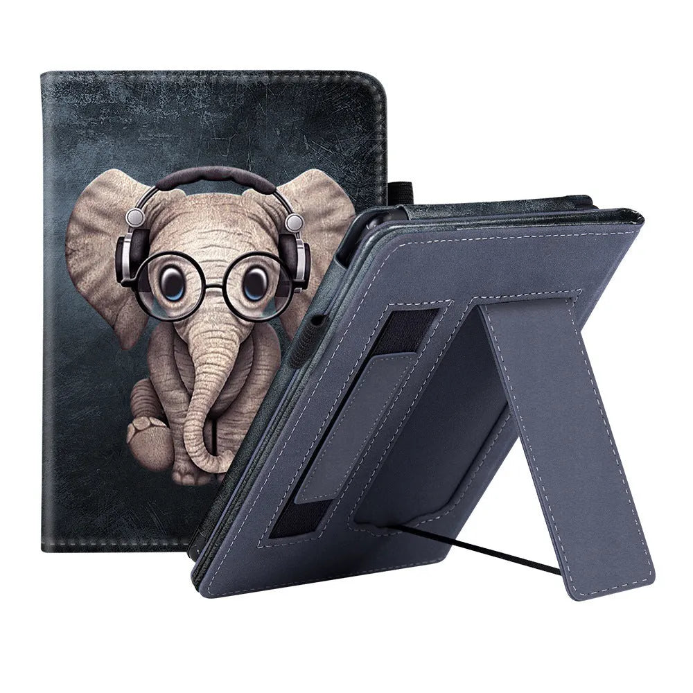 Kindle Paperwhite leather case with integrated wrist strap in a choice of colours including black calfskin.