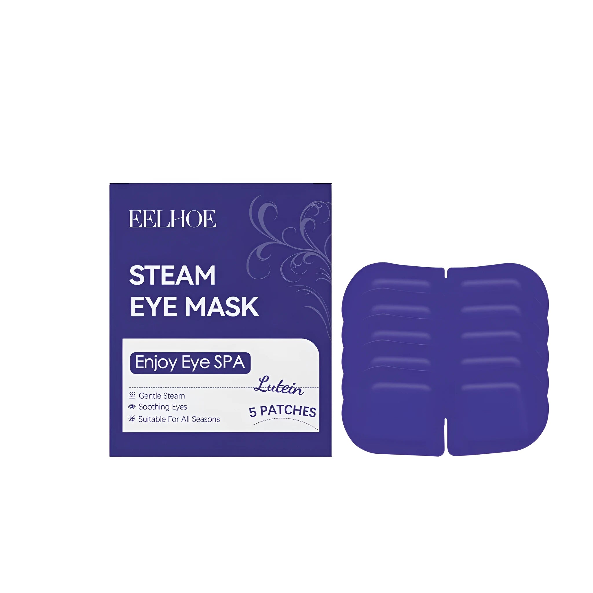 Pack of five single-use Lutein Steam Eye Masks with cranberry extract.