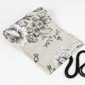 Black peony print canvas pencil roll bag with cotton hemp construction showing 24-hole or 72-hole organisation options