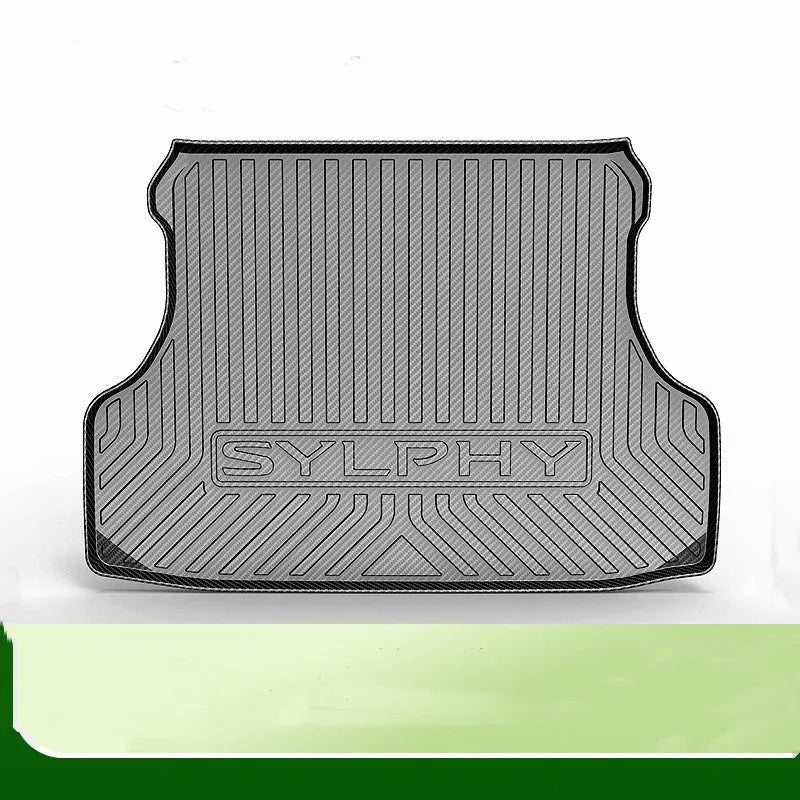 Black carbon fibre pattern TPE tailgate boot liner for a special model car.