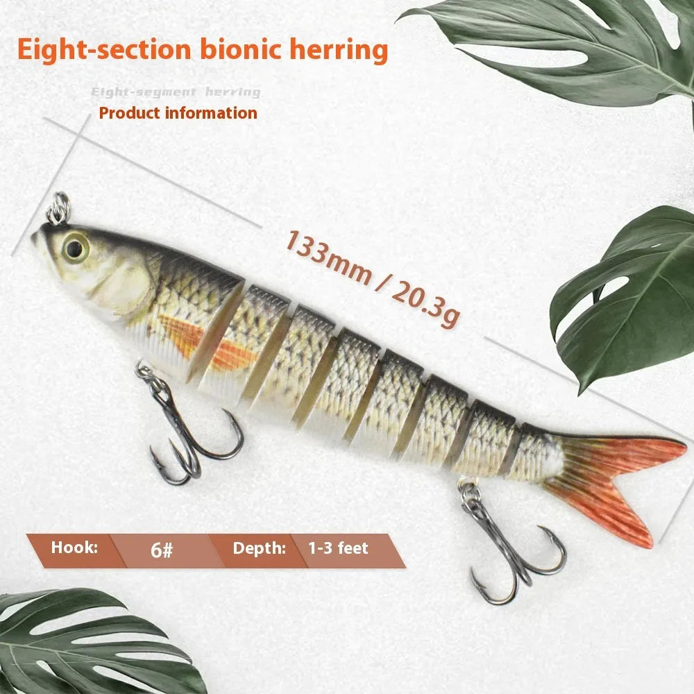 133mm bionic hard bait fishing lure in a fish shape, showing colour options.