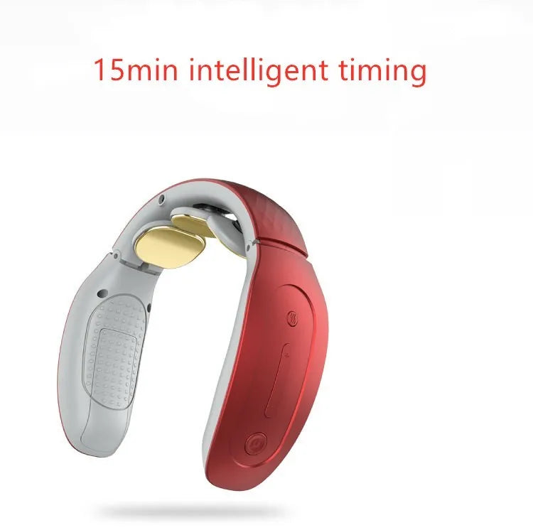 Red and white intelligent cervical massager with three massage contacts for neck, back, and leg pain relief