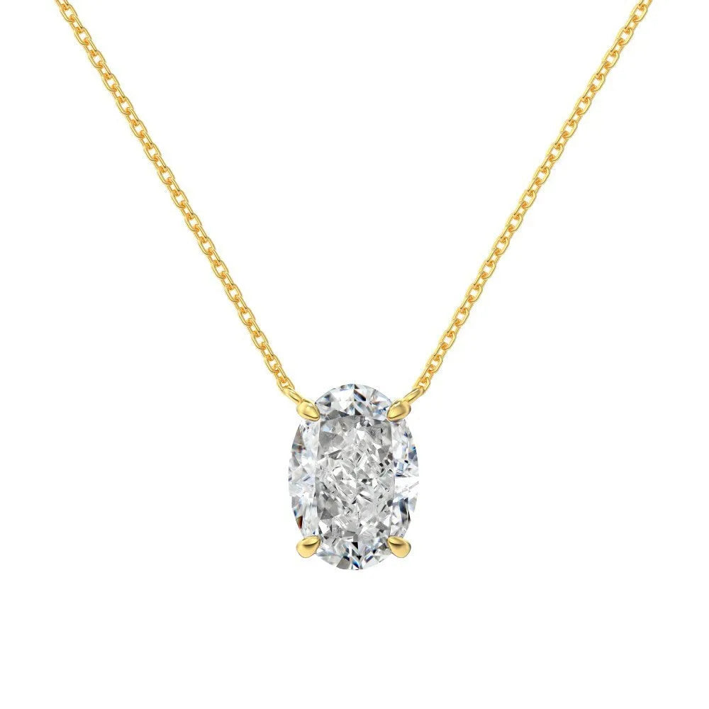 S925 sterling silver necklace with geometric oval ice flower pendant in gold or platinum finish