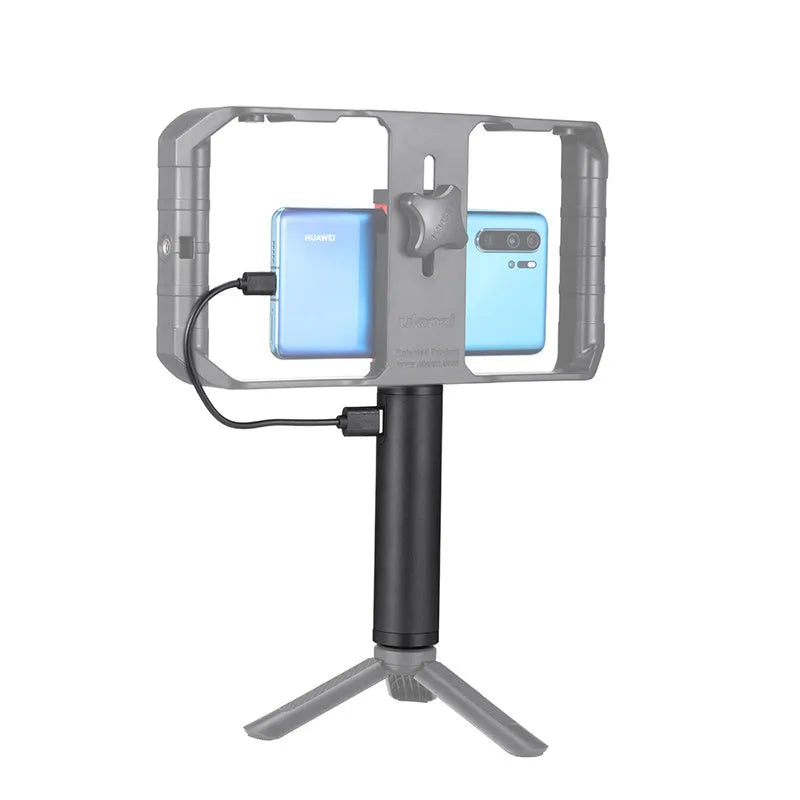 Black aluminium alloy charging treasure handle with 6800mAh battery capacity measuring 12.5cm