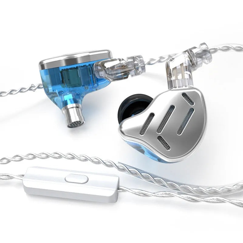 KZ ZAX in-ear headphones in black or silver blue with 3.5mm L-bend plug