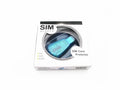 Blue external USB 2.0 mobile phone SIM card reader on a white background.