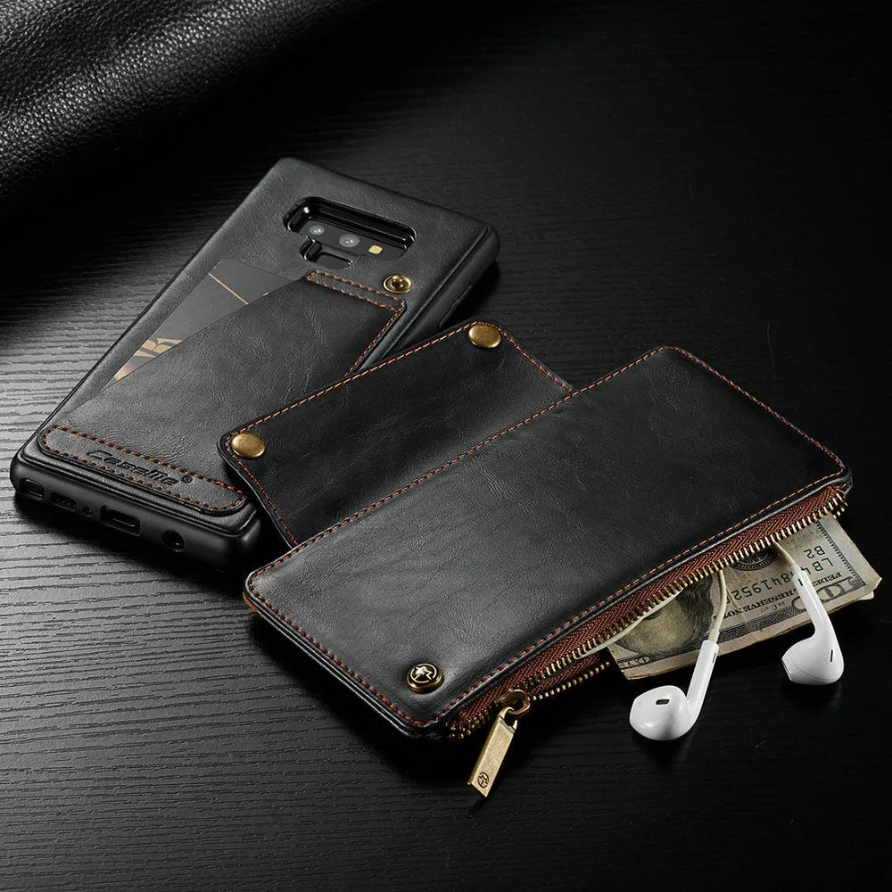 PU leather flip phone case for Samsung Galaxy Note9 in black, brown, and red colours