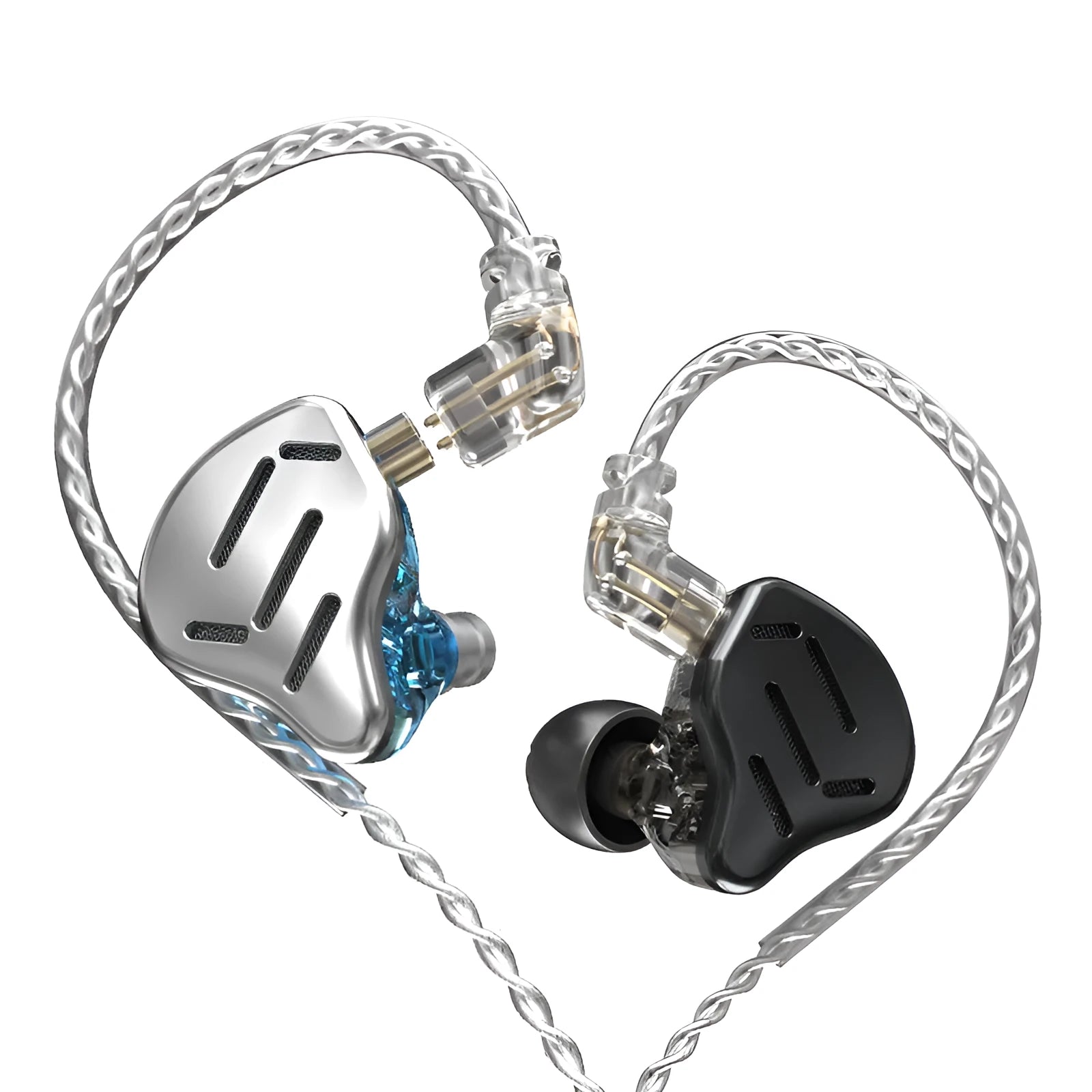 KZ ZAX in-ear headphones in black or silver blue with 3.5mm L-bend plug