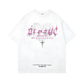Men's retro design printed cotton t-shirt with short sleeves and round neck in loose fit