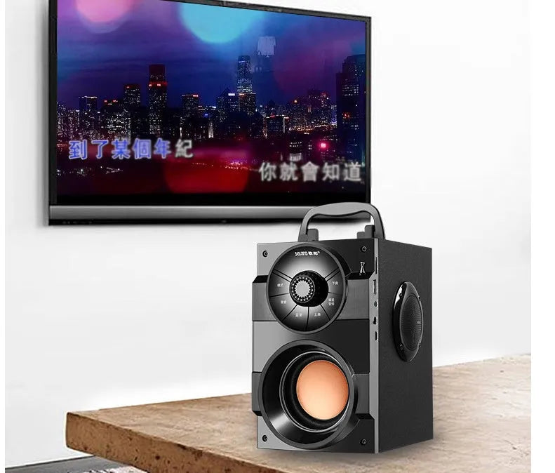 Portable mini audio system with main unit, satellite speakers, and 1.2m connecting cable