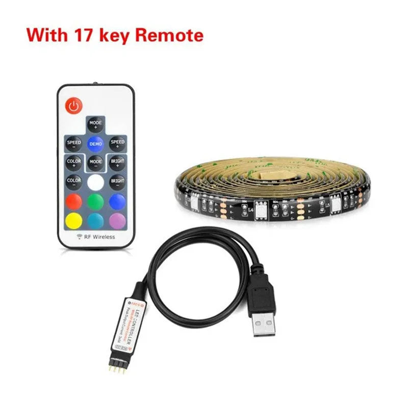 Flexible LED strip light with 30 LEDs per metre shown bent around a corner.