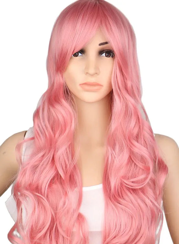 Long curly wig 55cm chocolate brown synthetic fibre ready-to-wear style