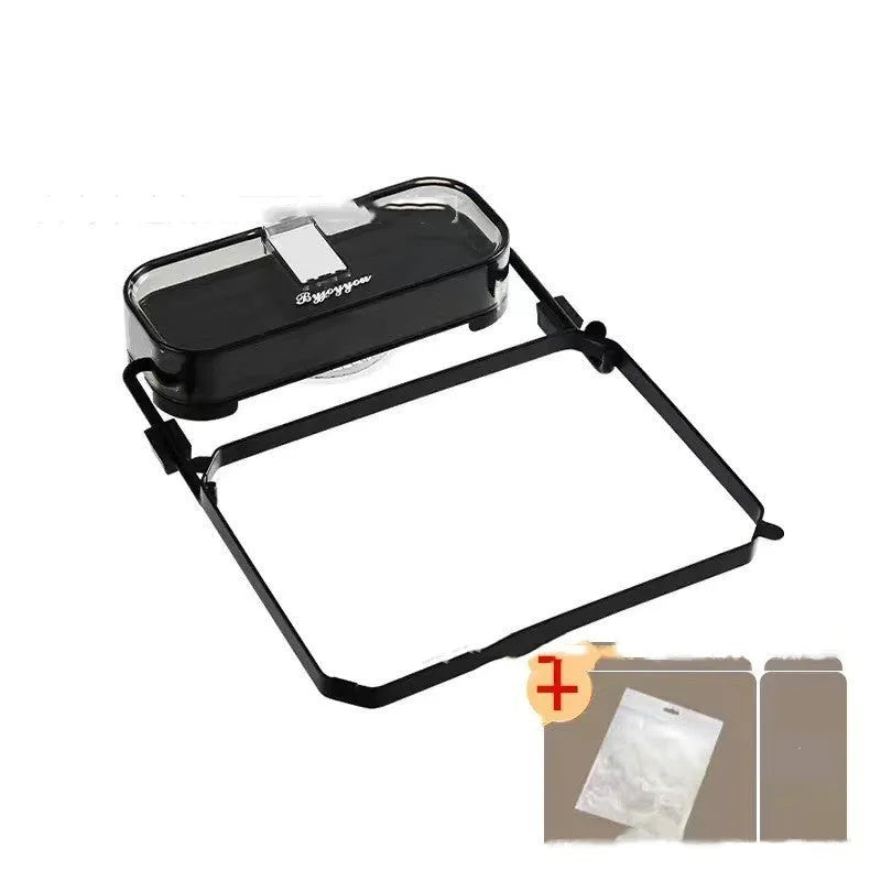Green kitchen sink filter rack with suction cups and disposable filter pockets for food waste collection