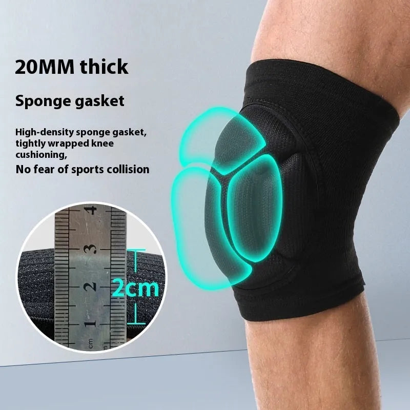 A pair of black thick sponge kneepads for volleyball, dance, hiking, and camping protection.