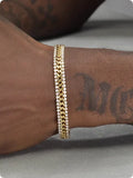 14K gold-plated titanium steel tennis bracelet with artificial gemstone inlay in European American hip hop style