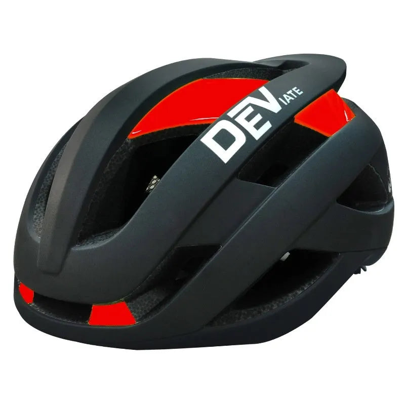 Matte black adult bicycle helmet with coloured accents and ventilation ports