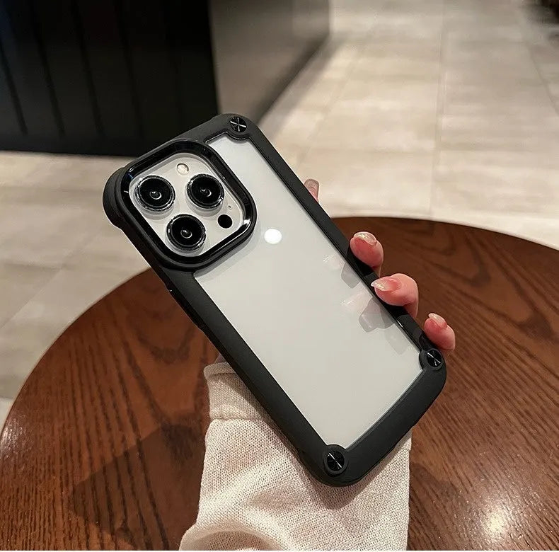 Transparent frosted silicone phone case for iPhone, drop-resistant non-yellowing, black colour
