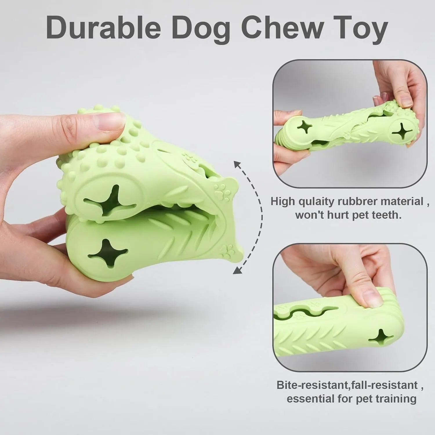 Blue, green and orange natural rubber bone-shaped dog chew toy for aggressive chewers