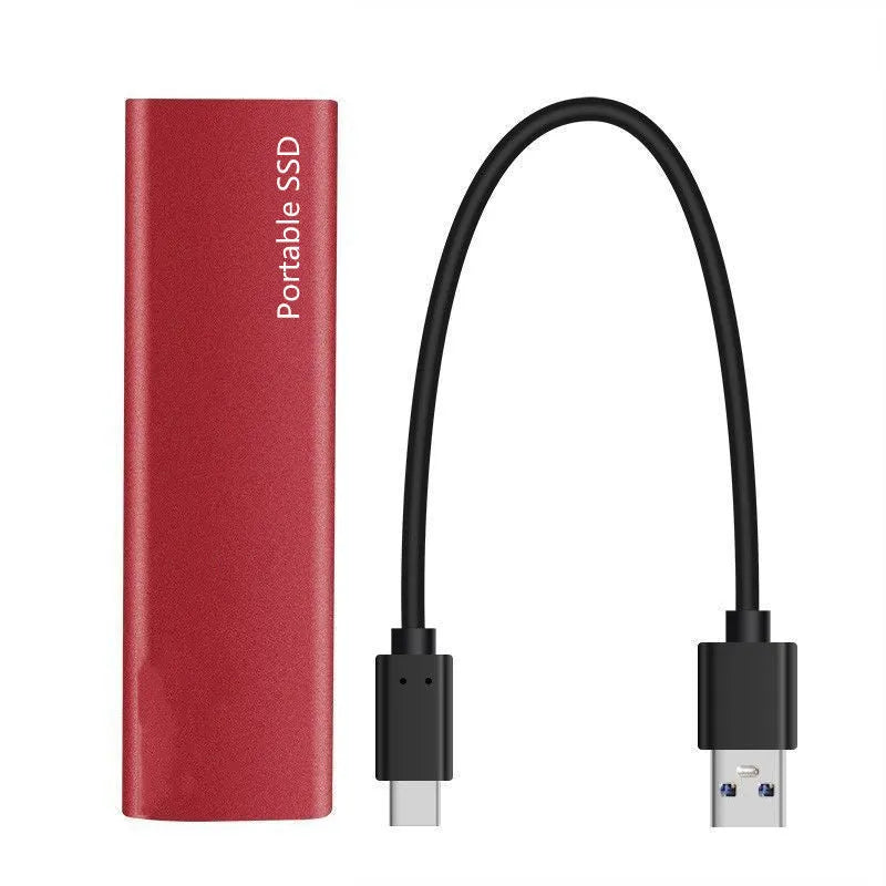 Ultra-thin mobile SSD external hard drive with metal shell in red, black, blue, or silver interface options