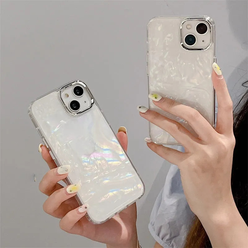 Super Fairy Dream Shell Pattern TPU Phone Case for iPhone 14 Pro - White Fantasy Shell Design