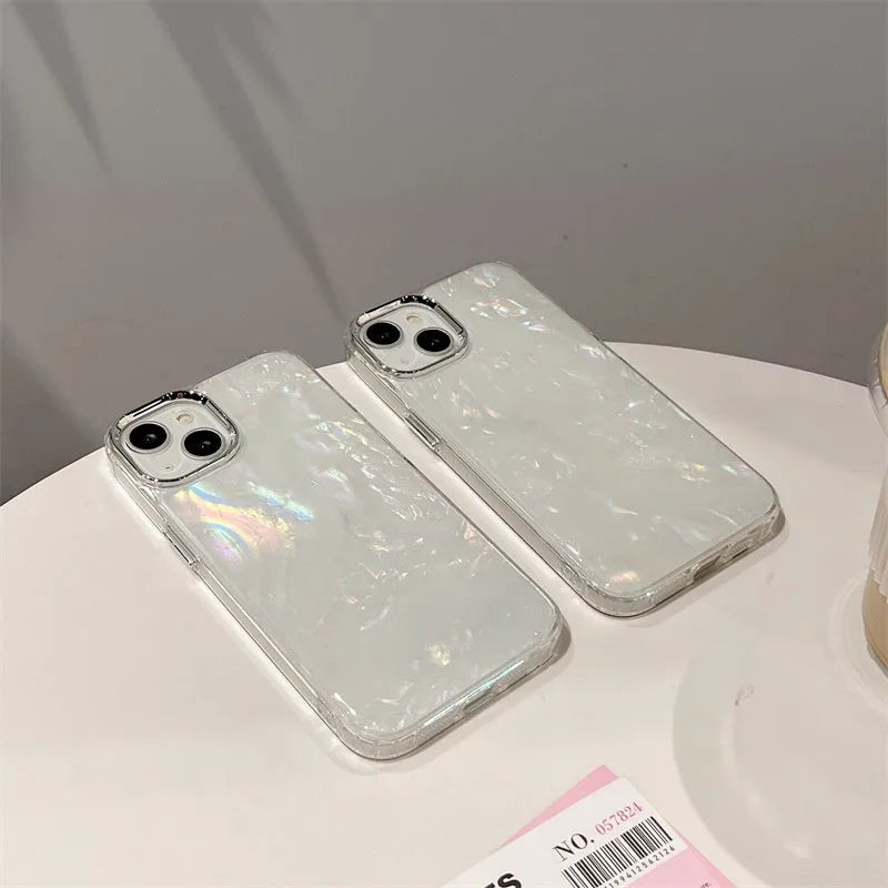 Super Fairy Dream Shell Pattern TPU Phone Case for iPhone 14 Pro - White Fantasy Shell Design