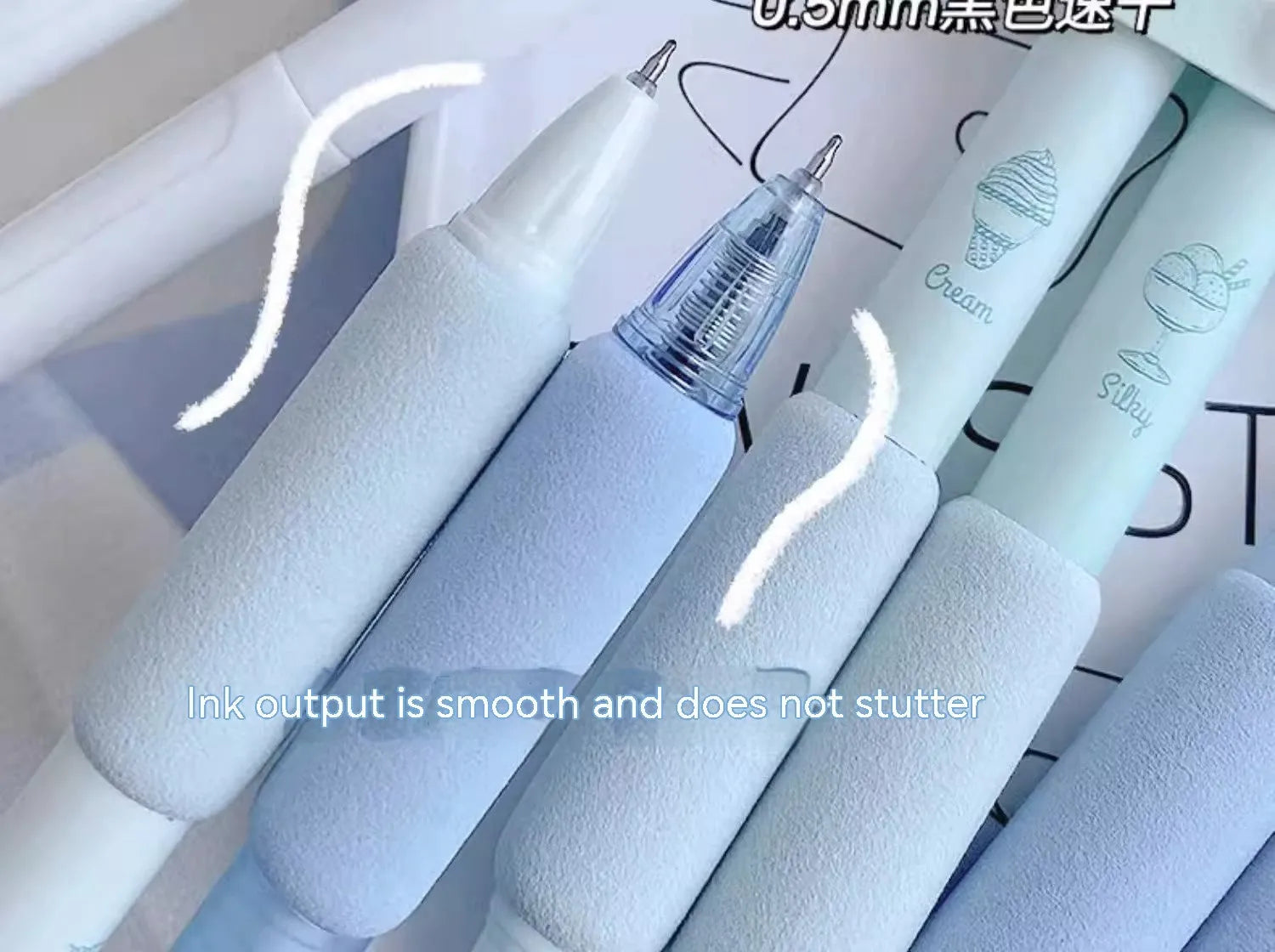Four double-headed fluorescent pens for student calligraphy practice with 0.5mm nibs