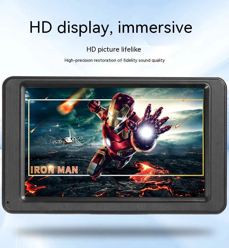 7-inch vehicle MP5 player with LCD screen and mounting bracket on black background