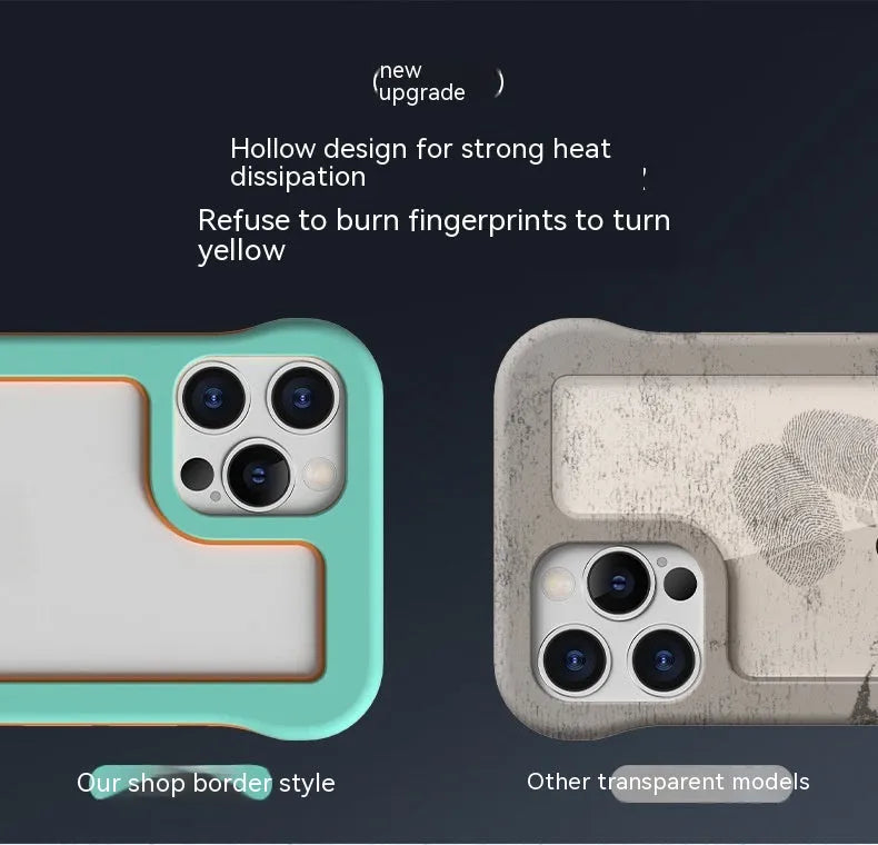 Frameless silicone phone case for Apple iPhone, shockproof and heat dissipation, six colours available