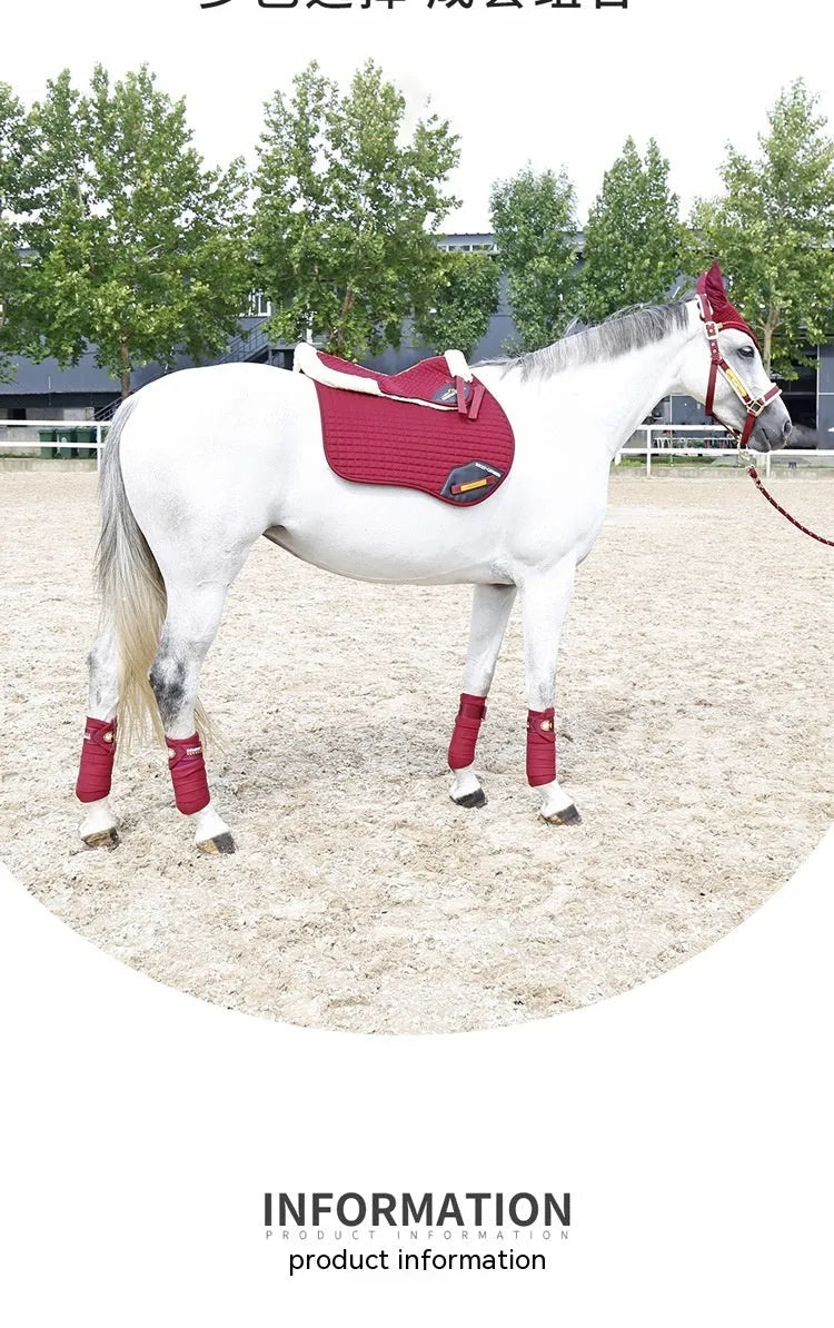 Wool equestrian and cycling saddle pad for shock absorption and waist protection in four colours
