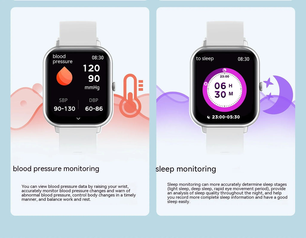 AI voice Bluetooth smart watch with a TFT touch screen displayed in multiple colour options