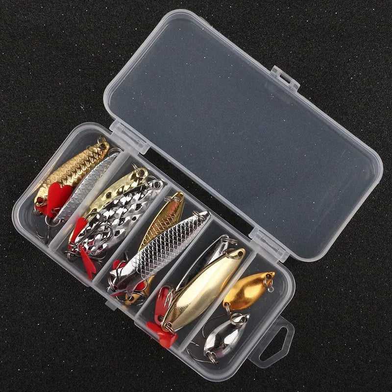 Pineapple sequin box iron fishing lure with gold and silver metal sequins in packaged sets