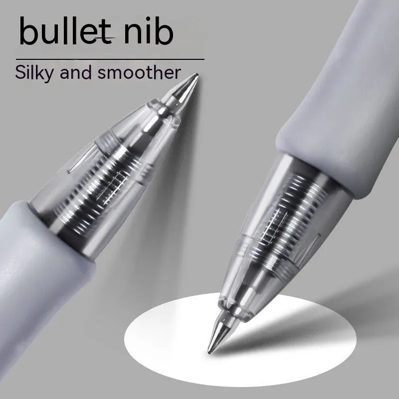 A black, blue, or red gel pen with a 0.5mm fine point tip and plastic body.